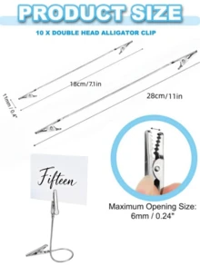360° Flexible Dual-Head Alligator Clips | Summer Essential Mosquito Coil Holder, Price Tag Clip, Note & Photo Stand | Multipurpose Metal Clips, Suitable For Home And Retail Display (7.1/11 Inches) - View 2
