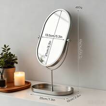 1pc European Style Bathroom Iron Art Rotating Metal Solid Color Desktop Portable Makeup Mirror, No Drilling Required - Multicolor - View 4