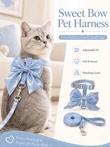 2pcs/Set Pink Fairy Style Bow Pet Harness And Leash, Lightweight Outdoor Set, X-Shaped Design With Decorative Bow, Suitable For All Seasons, Fits Small To Medium Dogs And Cats - Multicolor - View 11