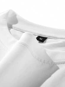 C'est La Vie French Handwritten Loose Long Sleeve T-Shirt Men Spring/Autumn White Minimalist Commuter Base Layer - White - View 8