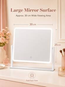 Vanity Mirror With Lights, LED Makeup Mirror, 3 Color Lighting Modes, Dimmable Touch Control, 360° Rotating Tabletop Mirror, HD Full-Face Lighted Mirror For Vanity Desk, Bedroom, Dressing Table, White, 13.6 X 12 In - Multicolor - View 7