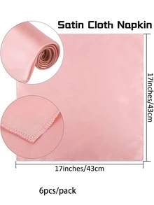 6入 43*43cm 緞面純色餐巾，布製餐巾，正方形餐巾，適合主題派對、桌面裝飾 - 粉色 - 查看 8