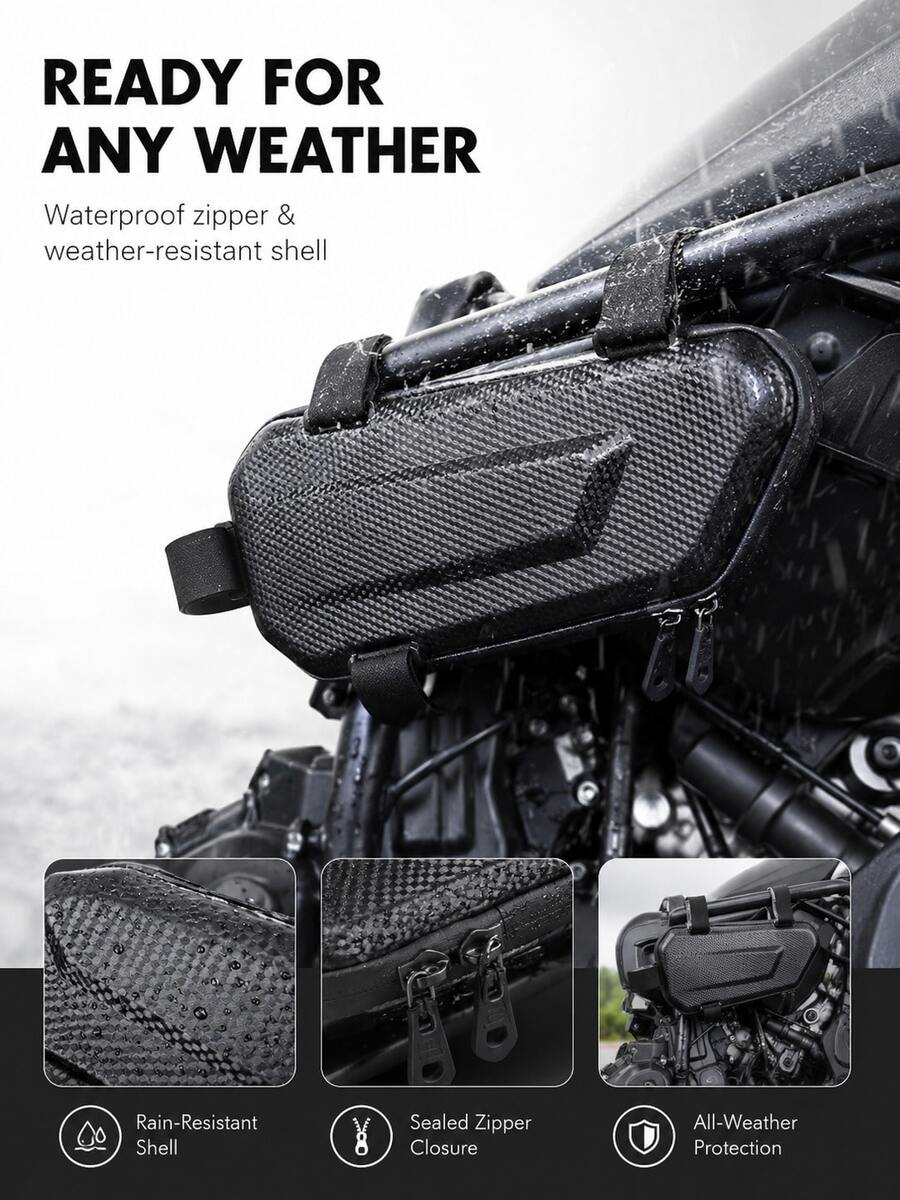 Tas Samping Motor Tahan Air, Tas Pelindung Benturan Universal Hard Shell Kulit PU, Tas Pelindung Mesin, Dengan Tali Bahu yang Dapat Diatur, Tas Penyimpanan Rangka, Tas Perkakas, Cocok Untuk Motor Street, Sport, Off-Road, dan Cruiser, Tidak Perlu Alat, Pemasangan Mudah | Aksesori Motor Penyimpanan Hard Shell