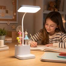 USB Rechargeable LED Desk Lamp With Pen Holder And Phone Stand, Dimmable Touch Table Lamp With Adjustable Brightness And Color Temperature For Study, Office, Dorm, Bedroom And Home Desk - White - View 2