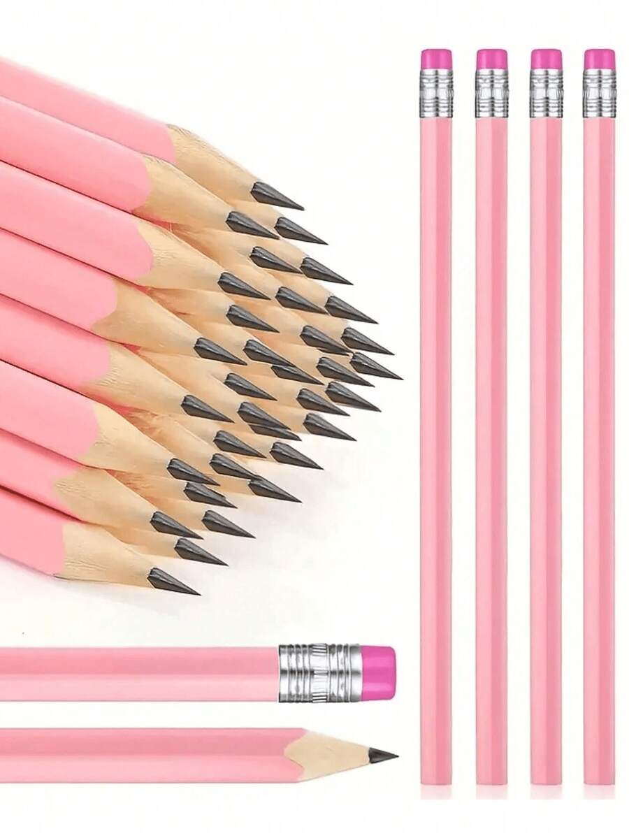 12/30pcs HB Multicolor Macaron Triangular Barrel Pencils With Eraser Head For Sketching, Drawing And Writing, High Aesthetic Value - Sets - View 1