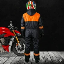 Waterproof Overalls For Motorcyclists And Cyclists, Men And Women, Reflective Waterproof Overalls - 橘色 - 查看 9
