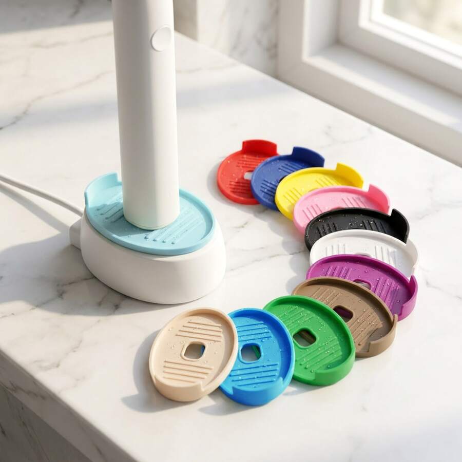 4pcs Electric Toothbrush Charging Base With Drainage Tray, Universal Toothbrush Charging Stand, Waterproof With Water Collection Slot Toothbrush Charger, Bathroom Countertop Non-Slip Electric Toothbrush Storage Charging Base - Multicolor - View 1