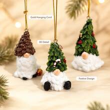 3pcs Christmas Gnome Resin Hanging Ornaments, Tree Hat Holiday Tree Decorations For Christmas Home Party Decor - View 6