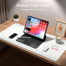 Leather Desk Pad Protective Mat Full Screen Polka Dot Star Musical Note Raindrop Japanese Anime Angel Y2K Cute Mouse Pad Office Desk Mat Waterproof Non-Slip PU Desktop Pad - View 3