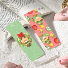 2pcs PET Printed Bookmarks, Exquisite And Beautiful Pattern, Durable And Aesthetic, Unique Design Suitable For Daily Use Or Collection. The Best Gift For Back To School Season, Whether For Personal Use Or As A Gift For Family And Friends, It's A Unique And Practical Gift Choice To Add Atmosphere And Fun To Reading Time (Random Color Tassel) - 2PCS - View 2