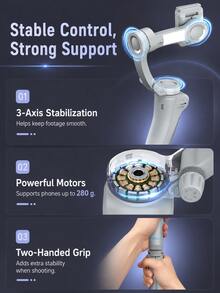 AXNEN 3-Axis Handheld Gimbal Stabilizer Selfie Stick Tripod With AI Face Tracking, Built-In Fill Light And Anti-Shake Shooting, Foldable Portable Phone Stand For Smartphone Vlog, Live Streaming And Video Recording - Multicolor - View 3