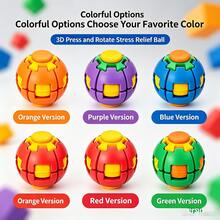 1pc Multicolor Contrast Gear Print 3D Press & Rotate Stress Relief Ball - Minimalist Ins Desktop Fidget - Smooth Rotating Decompression Design - 2-In-1 Pressable Finger Spinner - Portable Compact Pocket Size - Durable Wear-Resistant 3D Printed Material - Suitable For Office - Commute - Home Leisure - Outdoor Travel - Car - Anxiety Relief Fidget - Multicolor - View 5