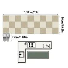 1pc Nordic Modern Luxury Minimalist Dual-Color Checkerboard Pattern Long Runner Rug, Soft Machine Washable Floor Mat For Bathroom, Kitchen, Entryway, Hallway, Bedside, Living Room, Bedroom, All Seasons Home Decor - Multicolor - View 12