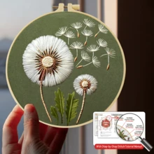 1 Set Kit de Bordado DIY Hecho a Mano, 20x20cm/7.9x7.9in, Patrón de Diente de León, Incluye Tela de Bordado, Manual de Usuario, Marco de Bordado, Aguja e Hilo, Adecuado como Regalo Festivo para Amigos o Familia, Obra de Arte Hecha a Mano para el Hogar y la Oficina - A - Ver 3