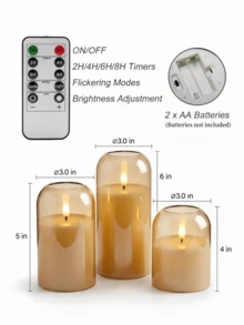 1/2/3pcs Gold Flameless Candles With Remote Control, Suitable For Table Centerpiece, Wedding, Holiday Party, Home Decor - Gold - View 6