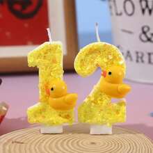 3D Mini Yellow Duck Theme Candles, Cake Decor, 0-9 Number Candles, Cake Toppers, Birthday Party Cake Decorations 0-1-2-3-4-5-6-7-8-9 - Style a - View 3