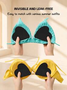 Love-Shaped Thin And Breathable Bra Pads For Swimming, Suitable For The Beach, Invisible, No Shoulder Straps, Sweat-Proof, Waterproof - Multicolor - View 5