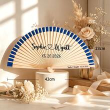 Custom Engraved Wooden Hand Fan, Personalized Initial Wedding Fan, Suitable For Bride Bridesmaid Gifts, Guest/Wedding Favors Fan, Romantic Summer Wedding Special Event Fan, Handheld Folding Fan, Unique Bridesmaid/Groomsman Special Event Gift - Spanish Wooden Fan - View 6