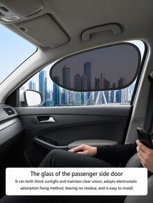 2pcs Car Sun Shade, Doesn't Block Driver's View, UV Protection, Static Adsorption Easy Installation, Suitable For Front Windshield, Side Windows, Sunroof And Rear Window, Universal Fit - A - View 8