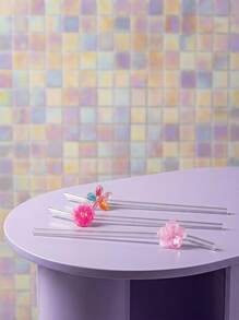 1/2/6pcs Beautifully Designed, Reusable Straws, Glass Straws, Perfect For Smoothies, Milkshakes, Milk, Tea, Juices, Festivals Accompaniment Gifts - Multicolor - View 5