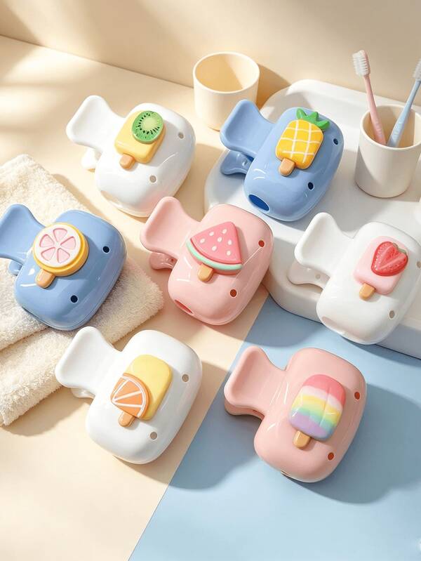 Cartoon Fruit Ice Cream Toothbrush Case, Portable Travel Toothbrush Organizer, Moisture-Proof And Ventilated Dormitory And Bathroom Toilet Supplies