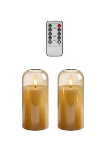 1/2/3pcs Gold Flameless Candles With Remote Control, Suitable For Table Centerpiece, Wedding, Holiday Party, Home Decor - Gold - View 10