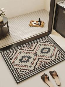 1pc Moroccan Vintage Geometric Diamond Lattice Bohemian Runner Rug, Suitable For Bathroom, Kitchen, Entryway, Hallway, Bedside, Living Room, Bedroom, All-Season Soft Machine Washable Mat, Aesthetic Home Decor - Multicolor - View 5