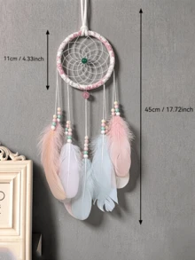 1pc Handmade Macaron Color Dream Catcher Hanging Decor, Bohemian Style Feather Dream Catcher Decoration, Suitable For Bedroom, Nursery, Children's Room And Home Decor - Yu Linghua - View 6