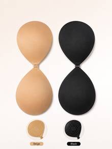 2pcs Invisible Adhesive Bra For Women, Front Closure Push-Up Anti-Slip Breast Pads, Lightweight Seamless Self-Adhesive Lingerie, Suitable For Wedding Dress, Evening Gown, Backless Outfit, Apricot/Black Optional - Multicolor - View 11