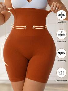 Women's High Waist Shapewear Shorts, Strong Texture For Tummy Control, Butt Lifting & Waist Curve Shaping, Super Stretchy For All-Day Comfort & Curves - Coral Orange - View 3