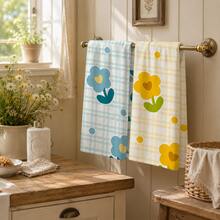2/4/6pcs Set, Dish Towel, Vintage Floral Pattern Printed Towel, Microfiber Absorbent Cloth, Cooking And Baking Tea Towel, Dish Cloth, Cleaning Towel, Hand Towel, Tea Towel, Super Soft And Highly Absorbent, Kitchen Decor, Kitchen Accessories, Daily Necessities, Life Essentials. - Multicolor - View 3
