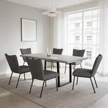jiexi Extendable Dining Table And 4-6 Chair Set, 130-170cm Grey MDF Dining Table With Grey Velvet Dining Chairs With Metal Legs For Kitchen, Living Room - Dark Grey - View 8