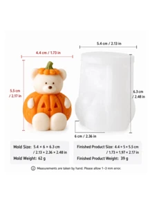 3D可爱南瓜熊硅胶蜡烛模具，秋季感恩节雕塑模具，适用于DIY香氛和家居装饰礼品 - 可愛南瓜小熊-模具 - 查看 11