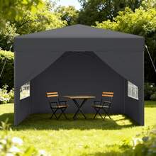 2.5x2.5m / 3x3m Pop Up Gazebo, Waterproof Winterproof Stable Folding Canopy With UV Protection & 4 Side Panels, Height Adjustable 240–260cm, Outdoor Party Tent For Garden, Camping, Wedding & Patio - Black - View 9