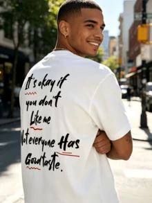 Men's White Confident Quote T-Shirt, Crew Neck Short Sleeve Casual Top, Lightweight Cotton Fabric, Bold "Not Everyone Has Good Taste" Print - White - View 4