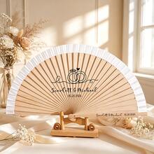 Custom Engraved Wooden Hand Fan, Personalized Initial Wedding Fan, Suitable For Bride Bridesmaid Gifts, Guest/Wedding Favors Fan, Romantic Summer Wedding Special Event Fan, Handheld Folding Fan, Unique Bridesmaid/Groomsman Special Event Gift - Spanish Wooden Fan - View 2
