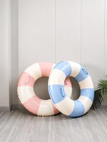 Striped Inflatable Swim Ring With Handle, PVC Pool Float, Suitable For Beach, Pool Party And Summer Activities, Fashionable Photo Decoration Water Accessory - Multicolor - View 7