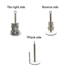 1/2pcs Cute Chef Cat Wooden Paper Towel Holder, Cat Paw Top Vertical Roll Paper Storage Rack, Suitable For Kitchen Countertop, Dining Table, Home Decor Kitchen Paper Roll Dispenser - Multicolor - View 8