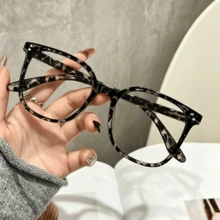 1 Pair Unisex College Style Leopard Print Square Oversized Frame Fashion Glasses, Create Vintage Fashion Look, Transparent Eyewear Accessories, High Definition Eyewear Accessories, Suitable For Women's Daily Wear, Suitable For Campus Or Office Occasions - White Flower Flat - View 4