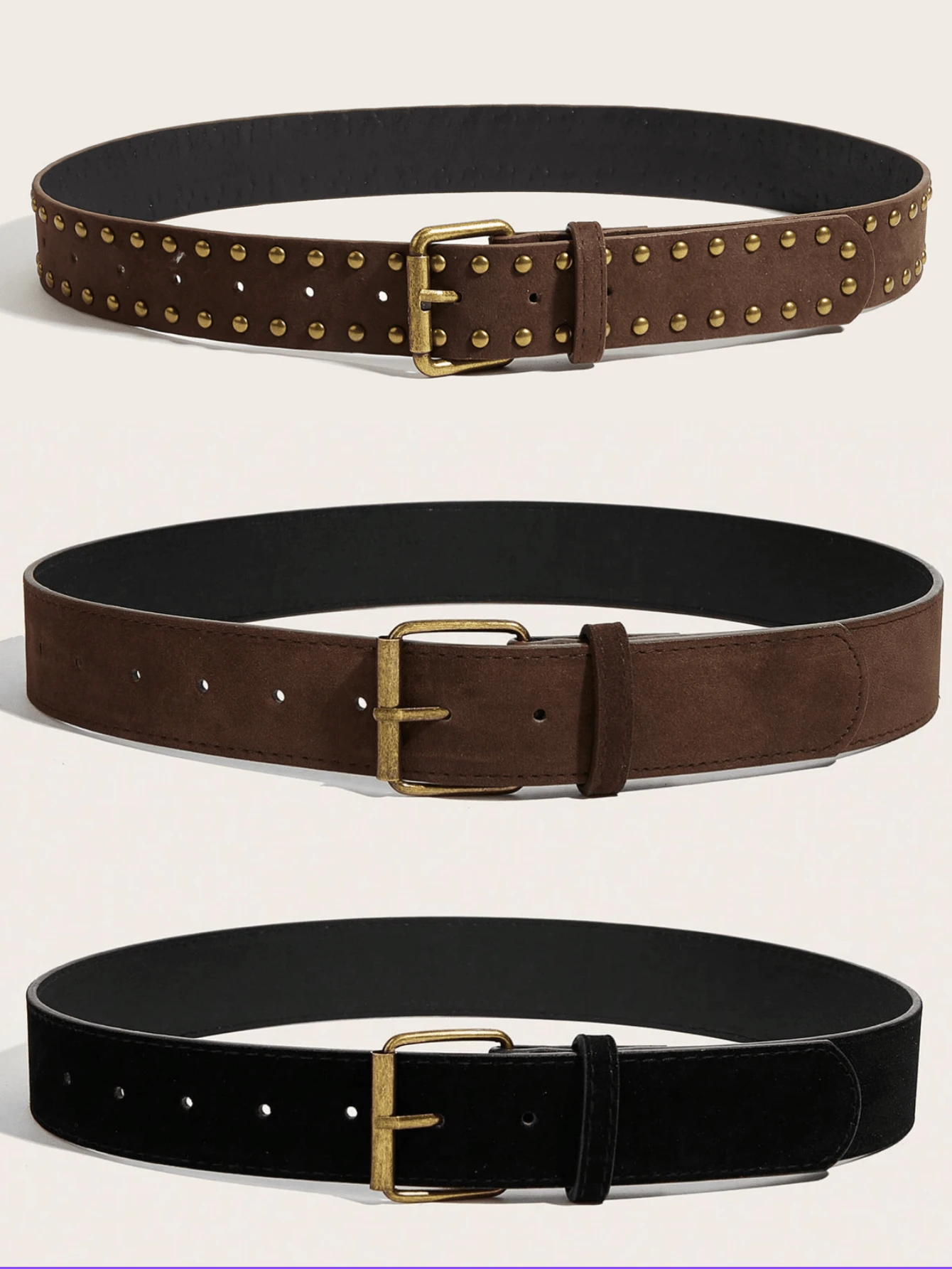 3pcs Set Minimalist Buckle PU Leather Belts Casual Versatile - 3PCS Multicolor - View 1