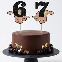 2pcs Six Seven Cake Decor - Funny 6 7 Birthday Cake Decor - Suitable For Birthday Party, Anniversary Party Decoration Supplies - View 7