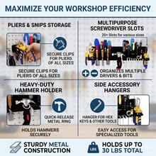 15.75 Inch Wall Mounted Metal Tool Storage Rack, Heavy Duty Screwdriver Organizer Pliers & Hammer Holder, Multi-Slot Hand Tools Hanging Organizer For Garage Workshop & Workbench, Ideal Father's Day, Birthday & Holiday Garage Gift - Multicolor - View 9