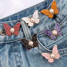 5pcs Patterned Butterfly Waist Buckle Detachable Elastic Buckle Suitable For Pants, Cuffs And Collars, Multi-Functional Seamless Large To Small Waist Buttons - Multicolor - View 1