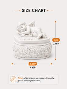 1pc Angel Jewelry Storage Box, Vintage White Resin Jewelry Box With Sleeping Angel Lid, Floral Embossed Decoration Ring Earring Necklace Storage Box, Suitable For Bedroom Vanity Dresser Home Decor Gift - Multiple Styles - View 7