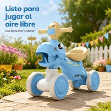 Dinosaur Ride-On Toy For Toddlers Ages 1-5, 4-Wheel Push Car, Fun Bite-Friendly Design With Excellent Balance - Baby Blue - View 3