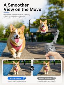 AXNEN 3-Axis Handheld Gimbal Stabilizer Selfie Stick Tripod With AI Face Tracking, Built-In Fill Light And Anti-Shake Shooting, Foldable Portable Phone Stand For Smartphone Vlog, Live Streaming And Video Recording - Multicolor - View 8