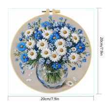 1套初學者刺繡套裝，尺寸20x20cm/7.9x7.9in，花卉圖案，包含刺繡布料、說明書、刺繡框、針與線，適合作為送給朋友或家人的禮物，也可用於居家裝飾或辦公室 - CXP1032-20X20 - 查看 6
