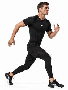 Nike Camiseta de manga corta para hombre de manga raglán, transpirable y ligera de Dri-Fit - Negro - Ver 3