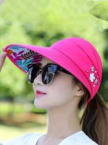 1pc Women's Summer Korean Style New Random Pattern Outdoor Open Top Hat, Foldable Sun Protection Hat For Travel - Sun Protection - View 19