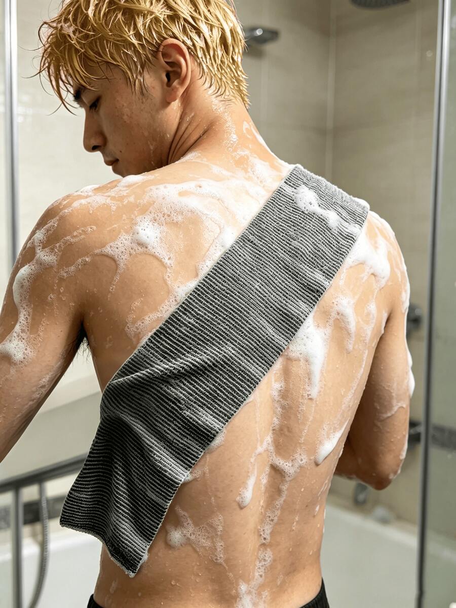 1pc Japanese Style Exfoliating Bath Towel, Extra Long Exfoliating Bath Cloth, Double-Sided Exfoliating Scrub Cloth, Facial Exfoliating Cloth, Japanese Style Back Scrubbing Towel, Bath Scrubbing Towel, Unisex Exfoliating Body Scrubbing Towel, Random Color